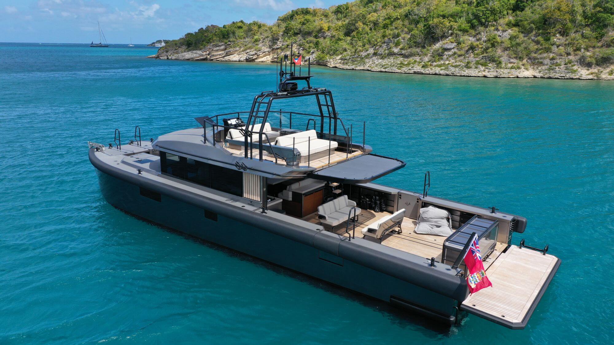 Vandal 60 power catamaran on the water