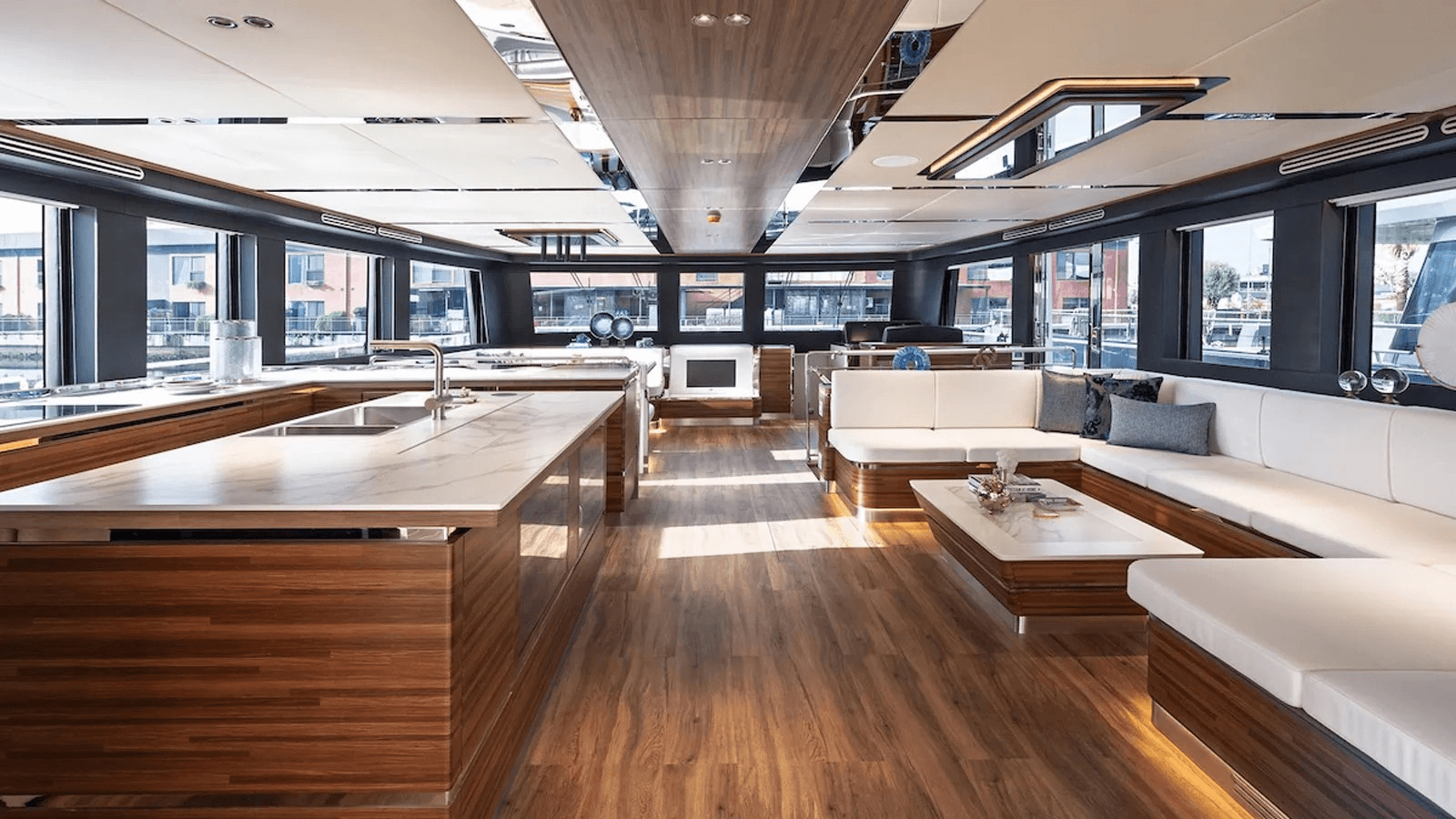 VisionF E-Cat 80 series semi-custom Atraversia galley and living