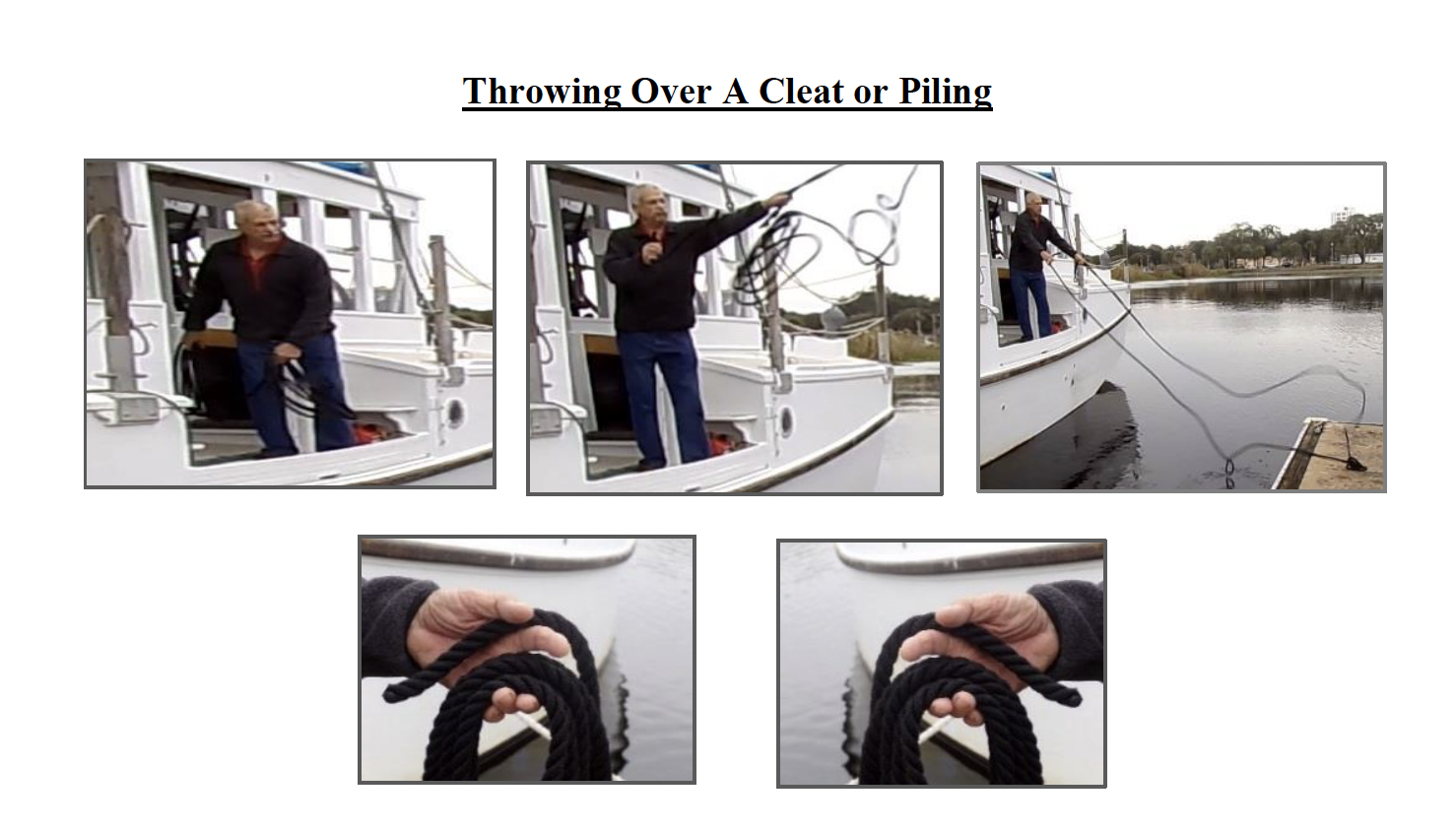 Throwing dock line over a piling or around a cleat