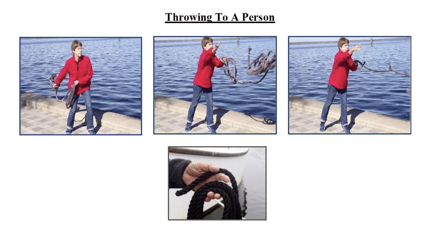Throwing dock line to a person