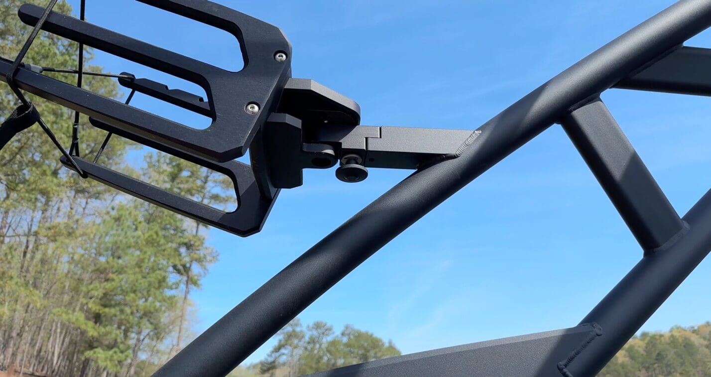 Board and ski racks are found on either side and swivel outboard.