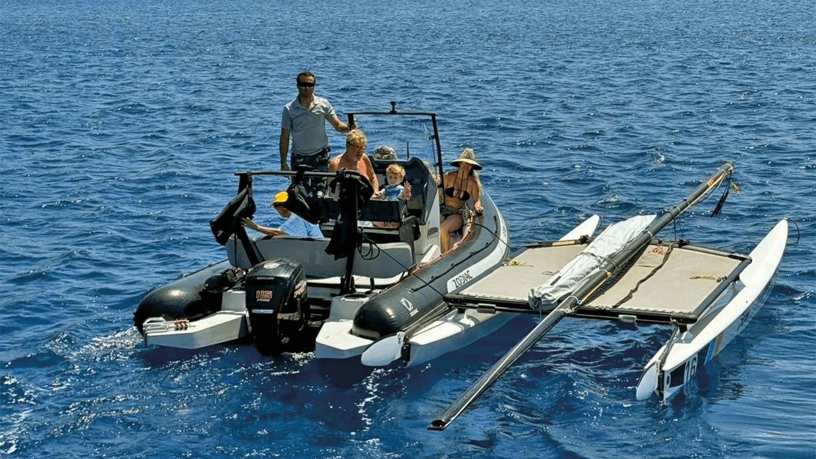 No Destination carries a Zodiac RIB, a Hobie Cat and a 9m landing craft 