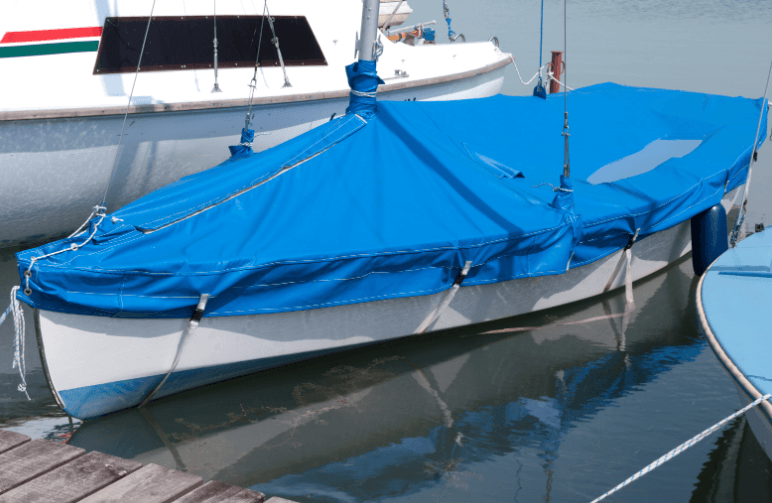 Blue boat cover