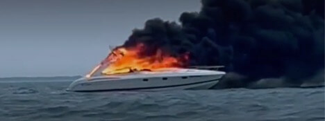 Boat Fire Lake St Clair