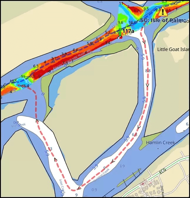 South on the ICW - Detour Route for 6.7 MLLW