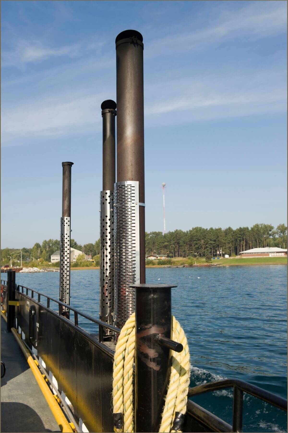 Ferry boat exhaust pipes