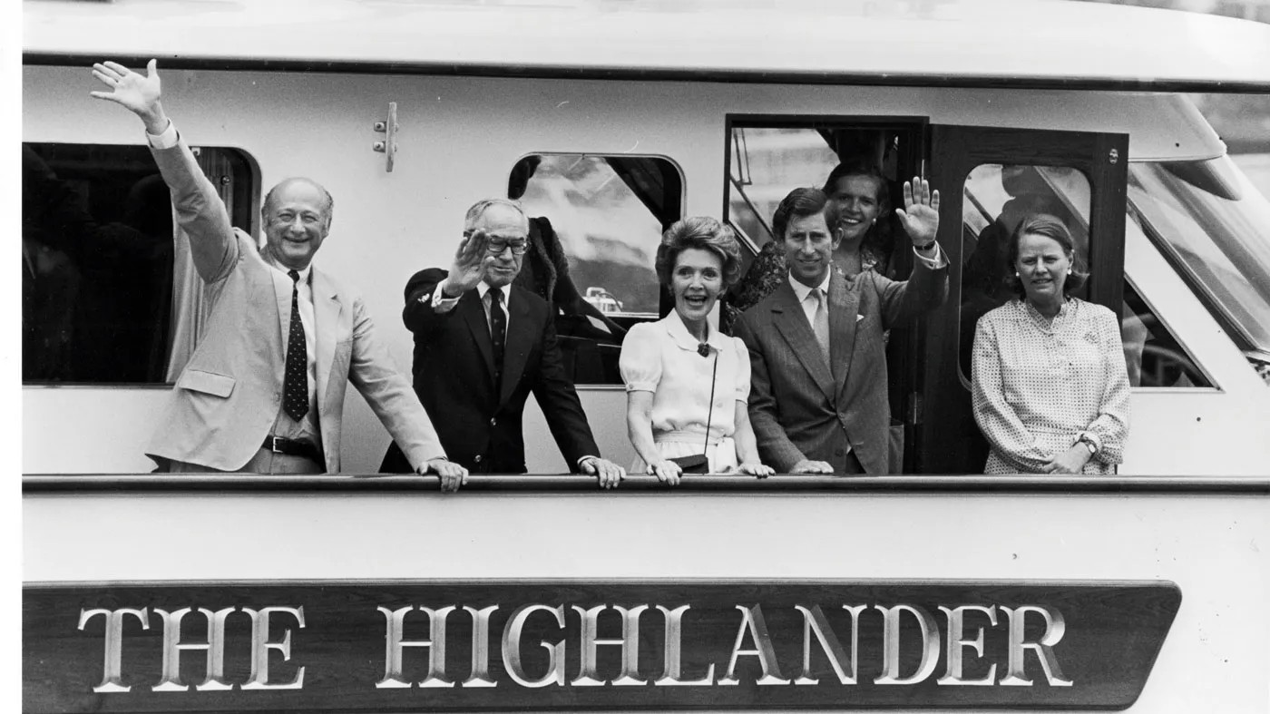 The then Prince Charles on board The Highlander with New York mayor Ed Koch, Nancy Reagan and Malcolm Forbes Credit: Bob Luckey/Newsday RM via Getty Images