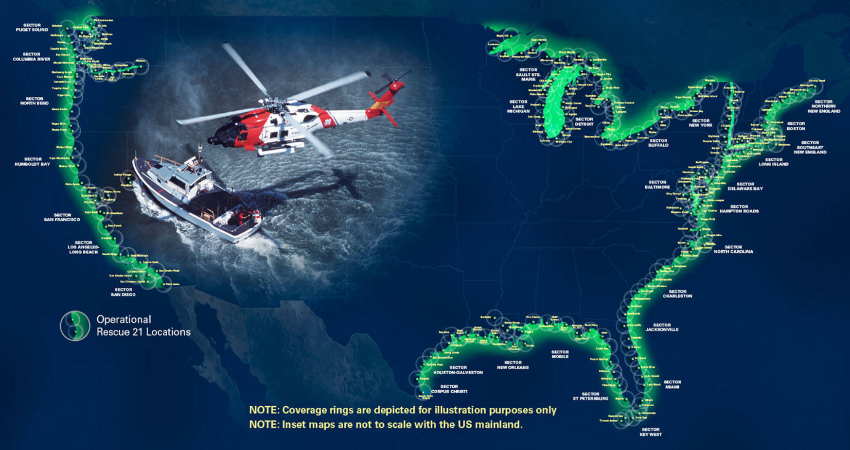 Coast Guard 21, coverage map, rescue, response time