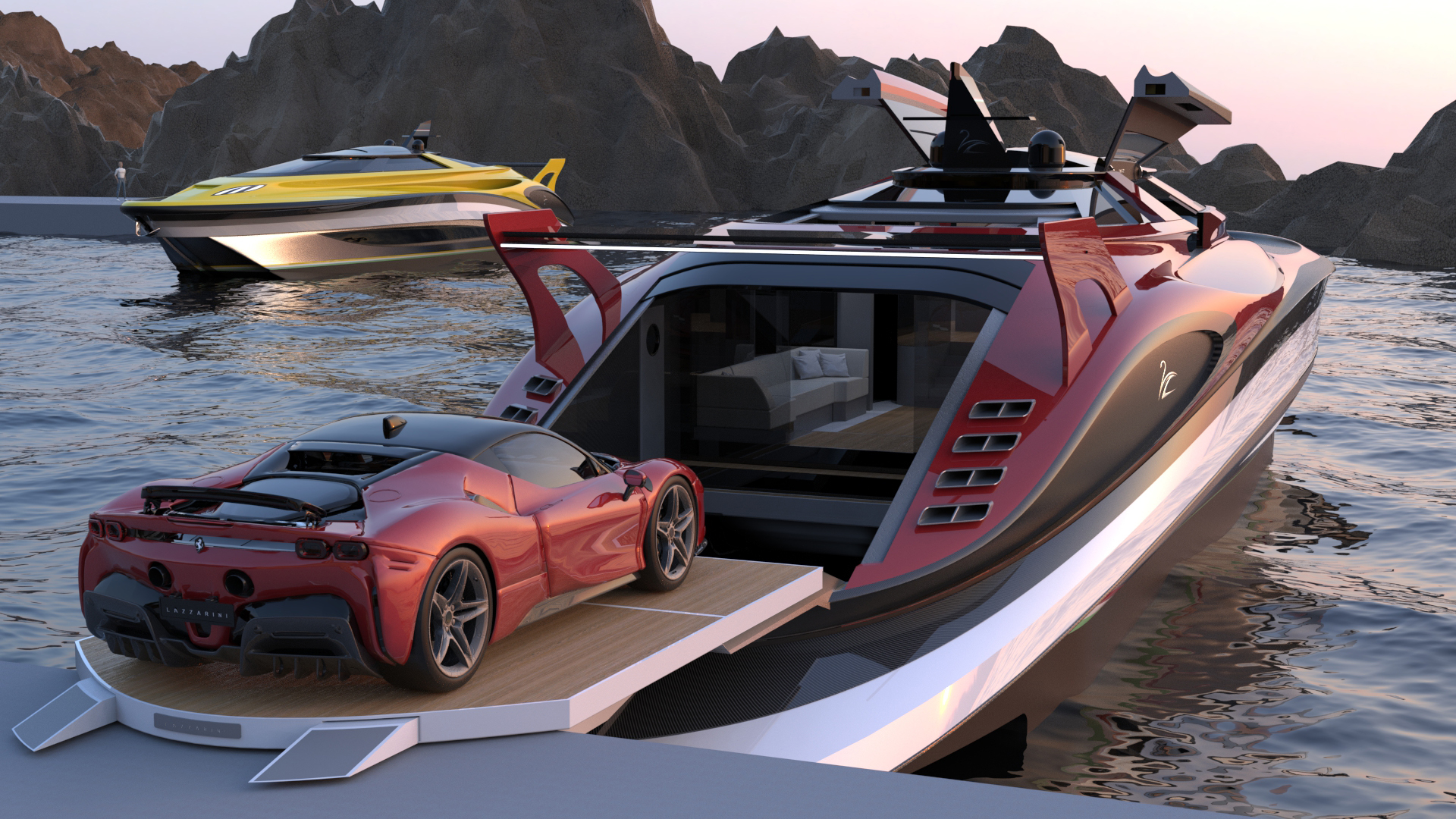 Ferrari on boat, Ferrari yacht