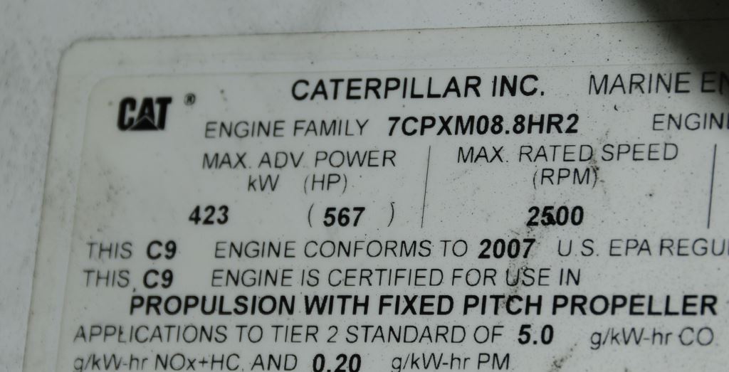 Caterpillar, engine specs, sticker, specifications