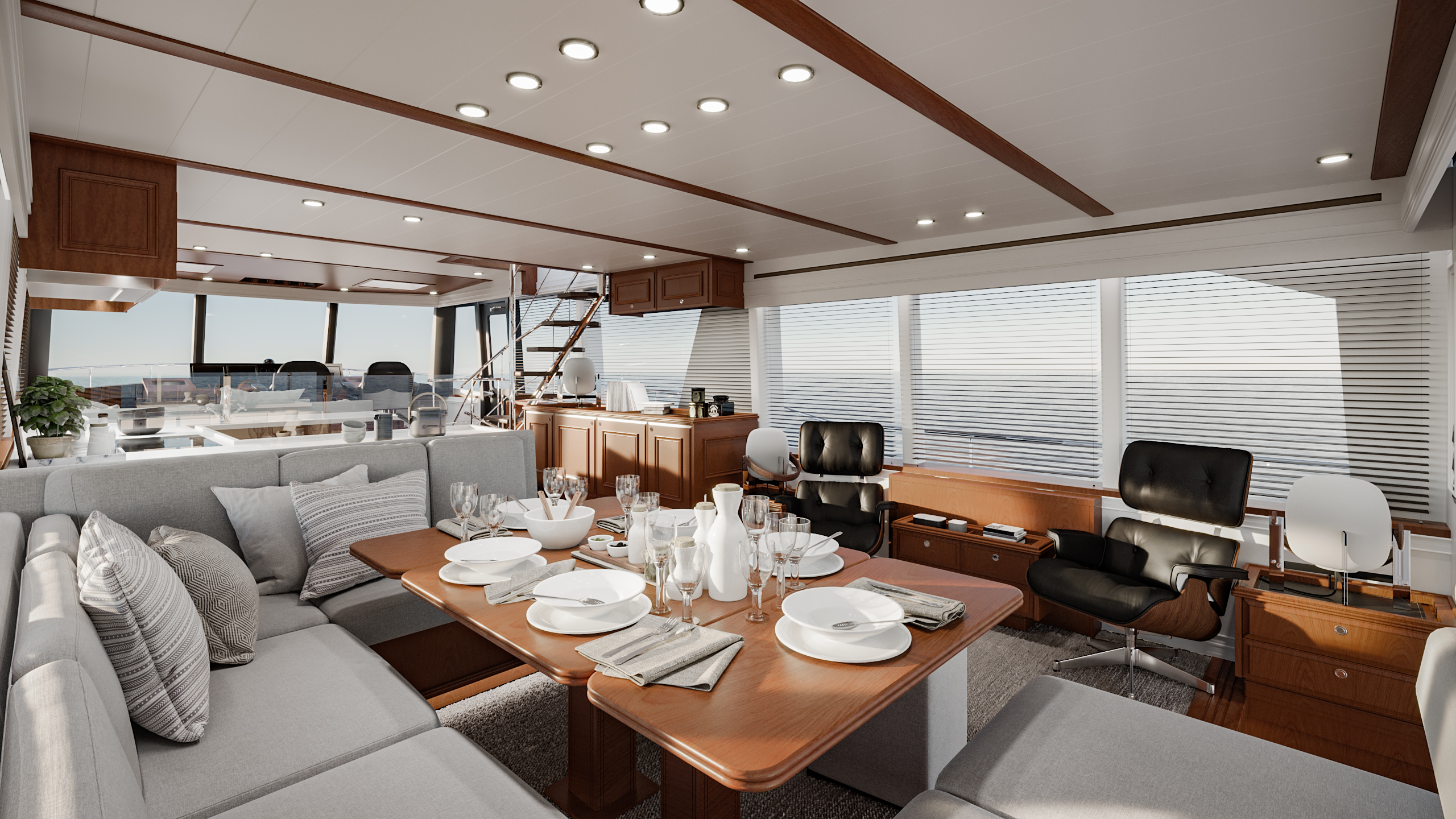 Offshore Yachts, CE Series, salon, dining area