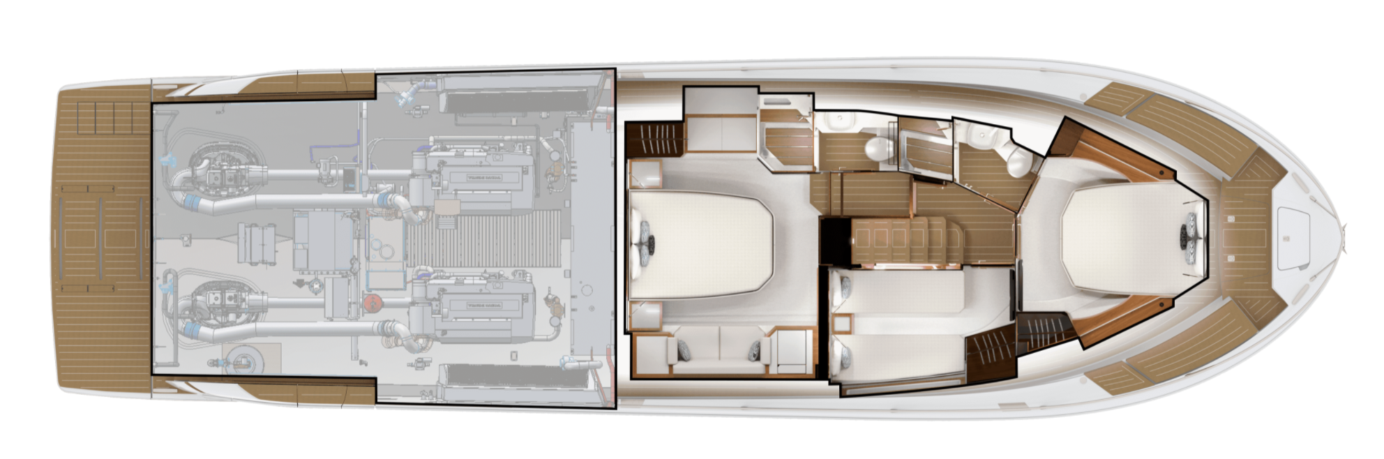 Tiara EX 60 accommodations deck, accommodations plan, drawing