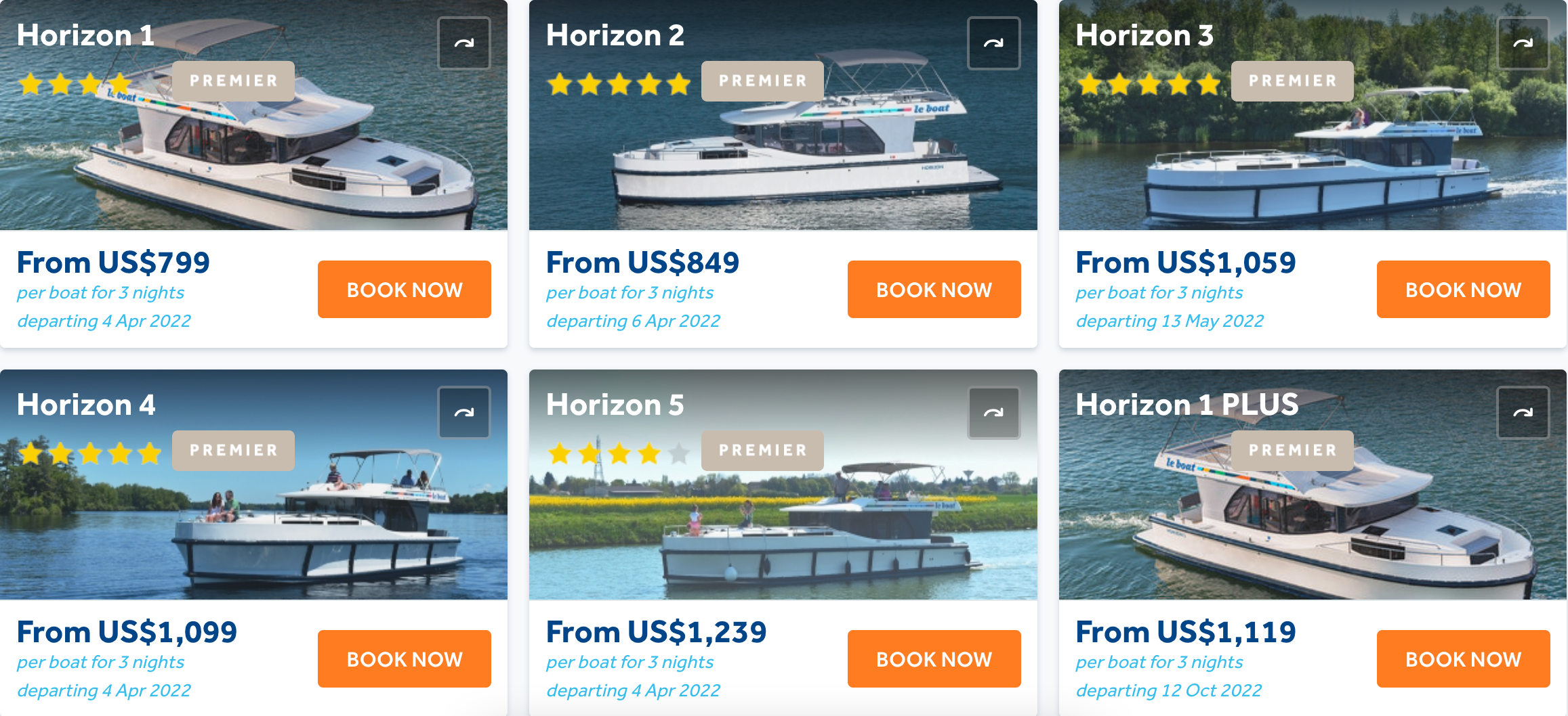 Le Boat, listings, charter boats