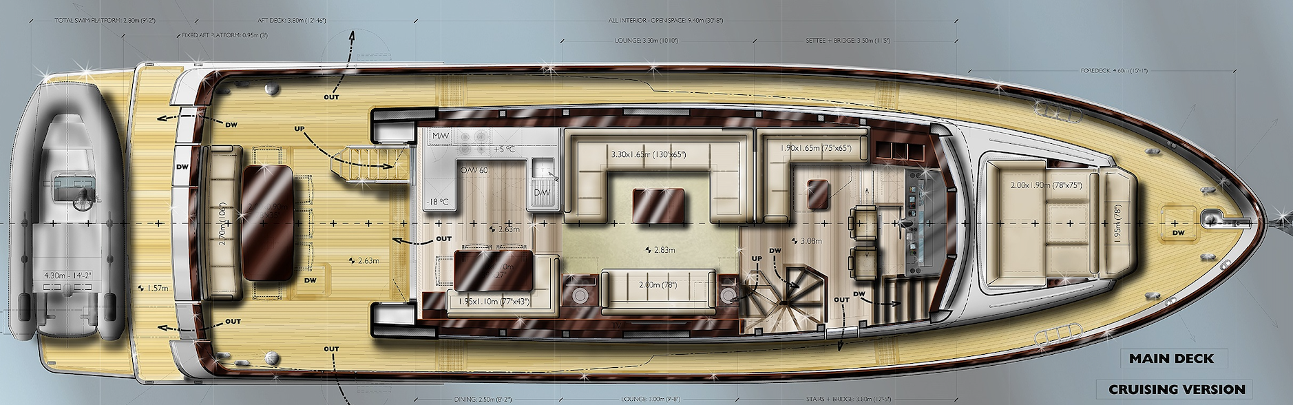 Offshore Yachts, CE Series Cruising, Main Deck drawing
