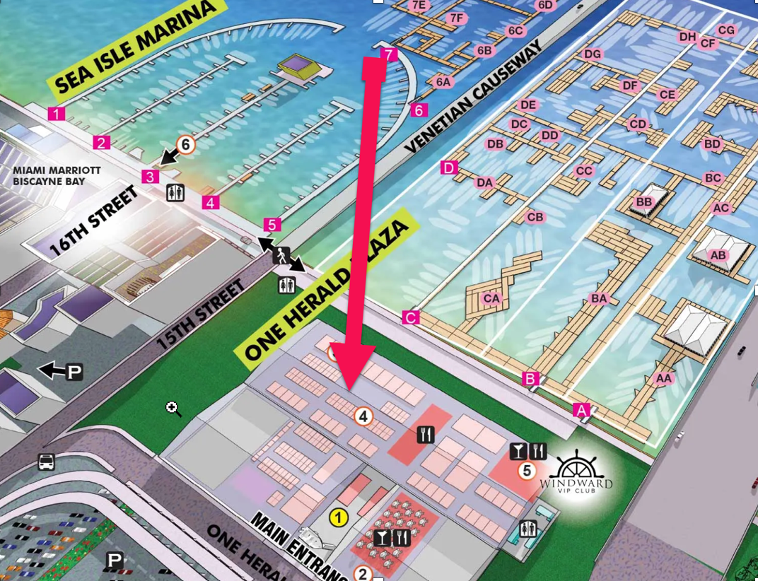 Miami Boat Show, Miami exhibitor map, BoatTEST location at miami