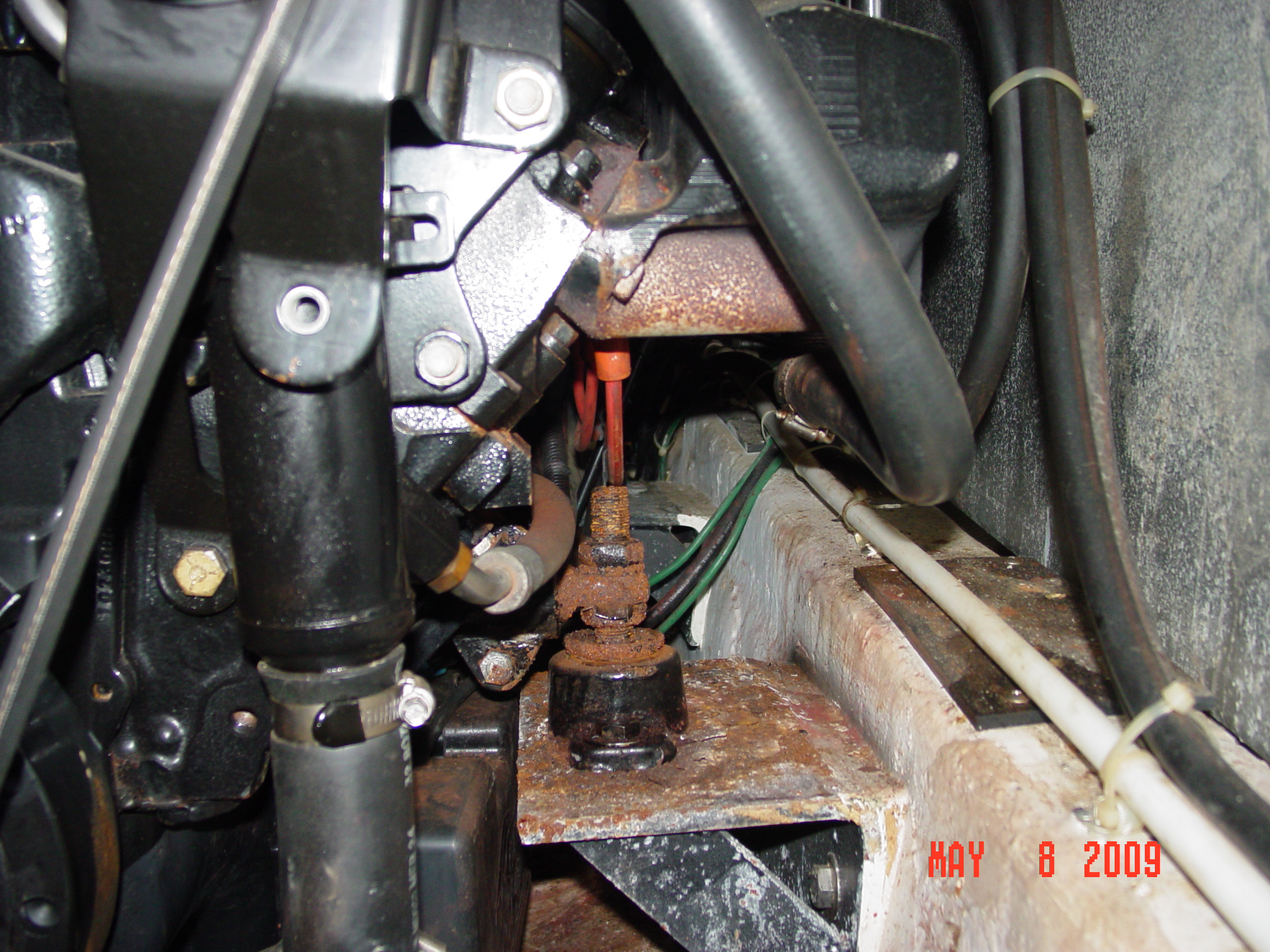 rusted boat engine mount, diesel engine mount
