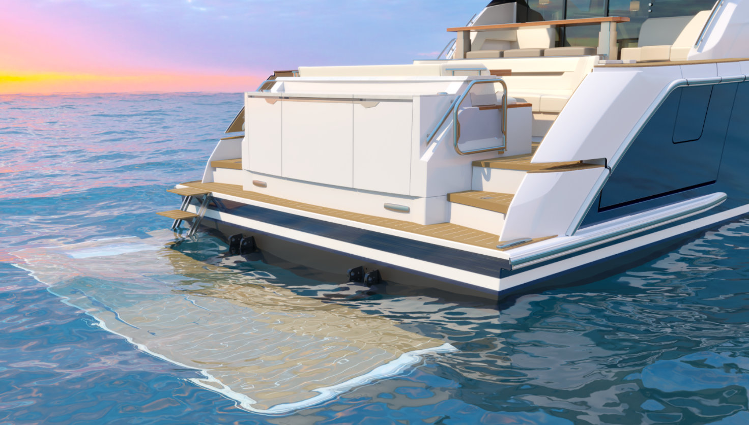 Tiara EX 60, swim platform, hydraulic platform, underwater