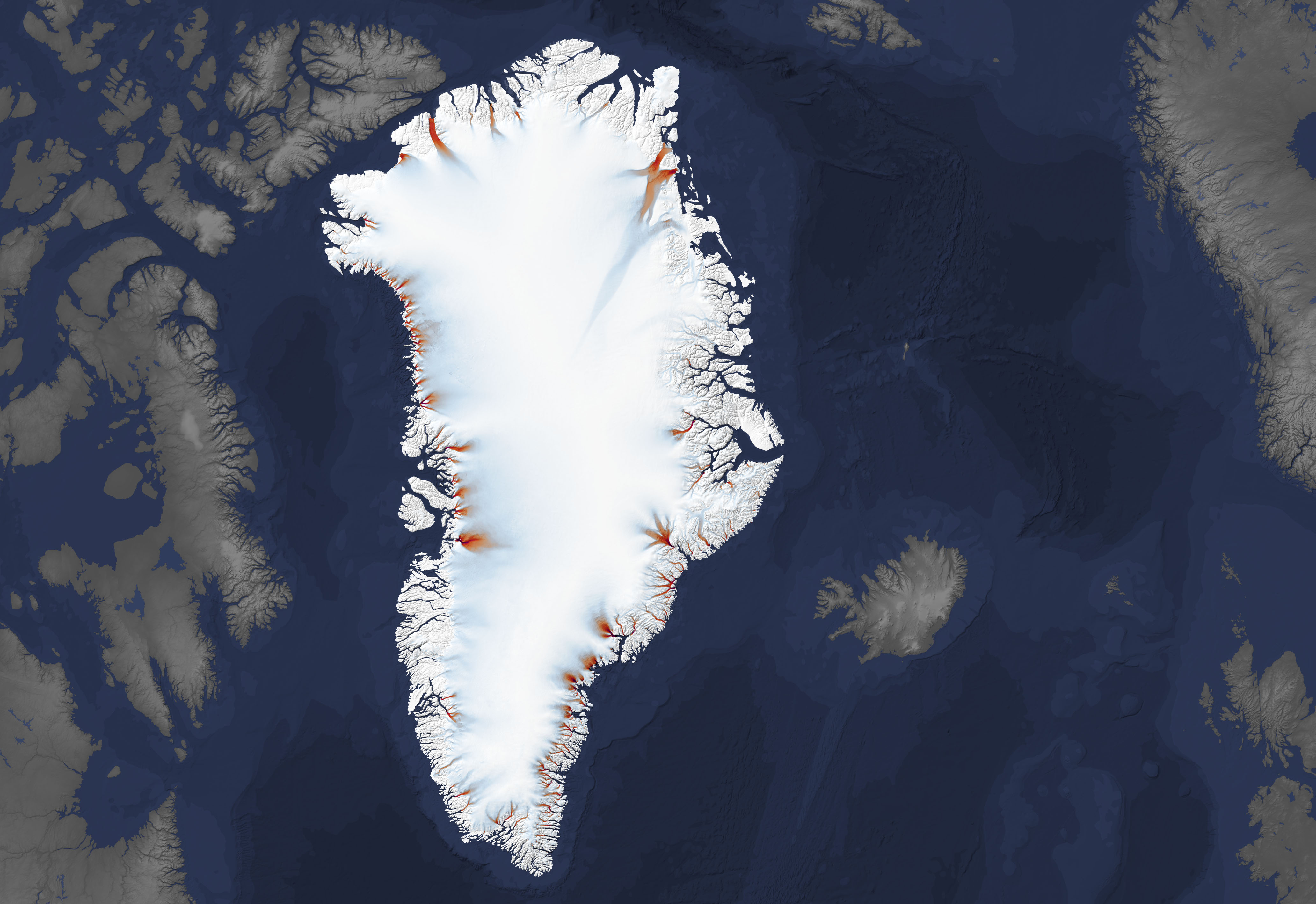 Greenland ice, satellite image