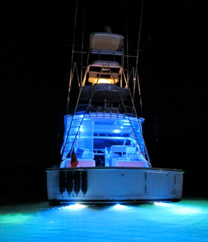 fishing boat with underwater lights, convertible with underwater lights
