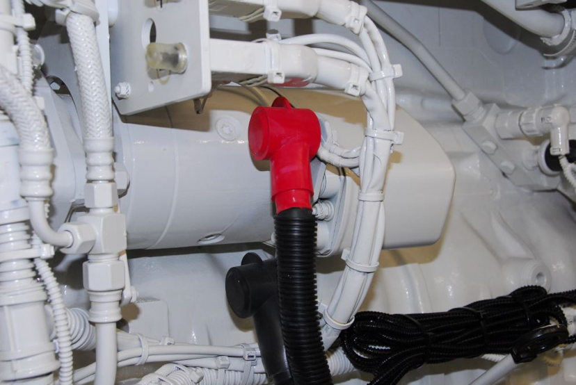 marine-engine starter, starter wiring on a yacht