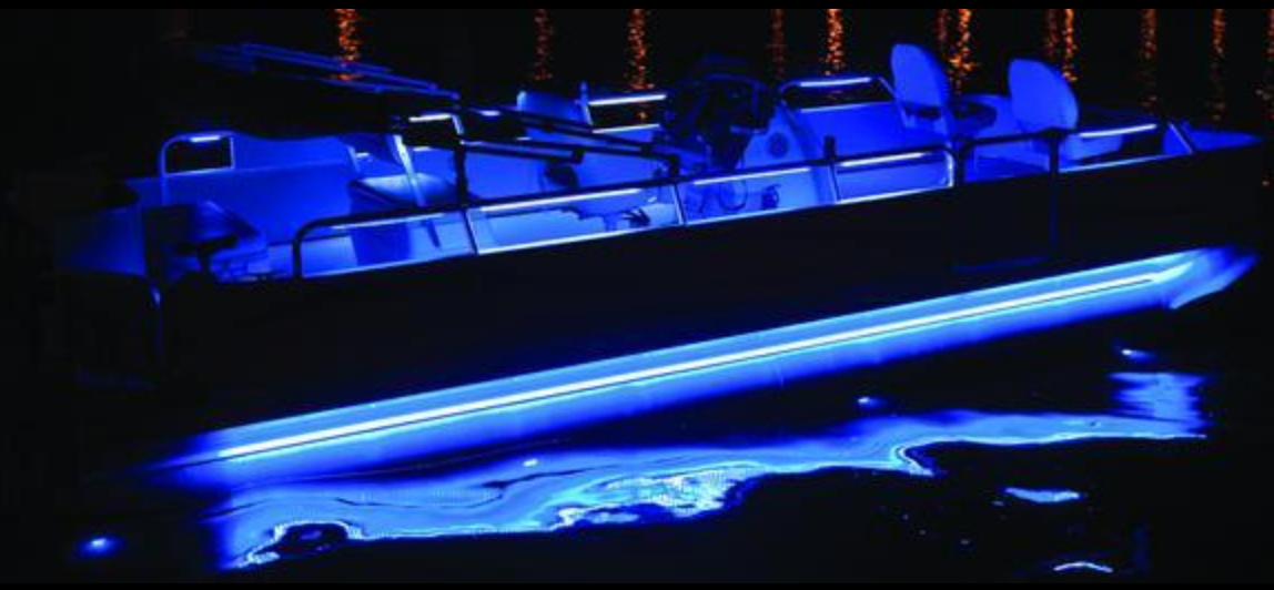 Pontoon boat at night, pontoon LED lights