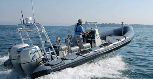 Twin Honda outboards on a RIB