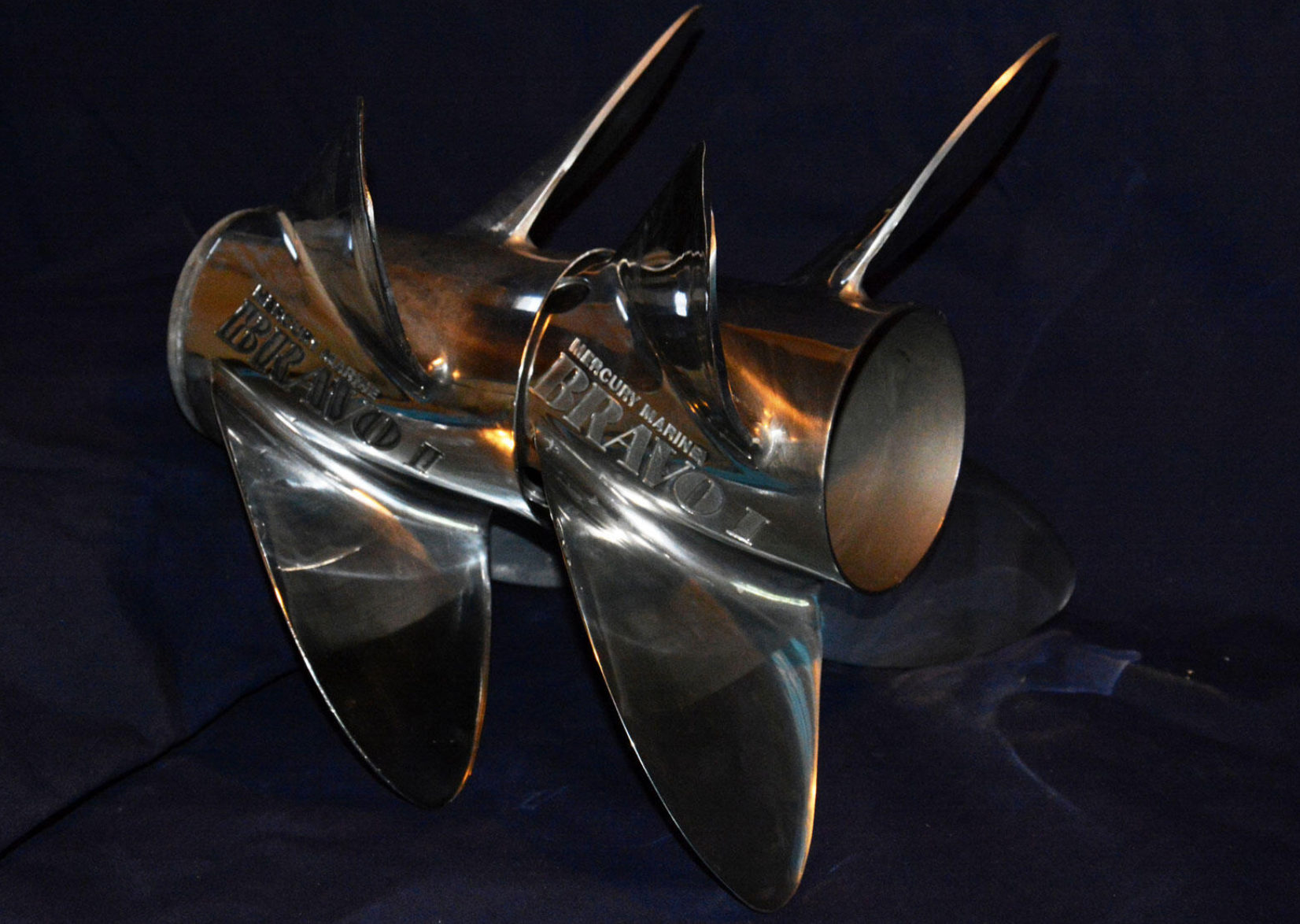 Mercury Bravo One propellers, four-blade props, stainless-steel props