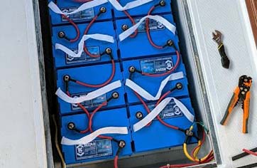 lead-acid battery bank in a boat, marine lead acid batteries