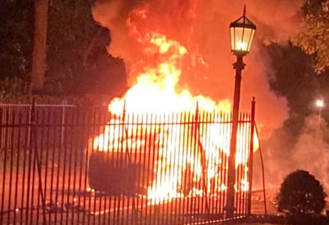 electric vehicle fire, electric car on fire
