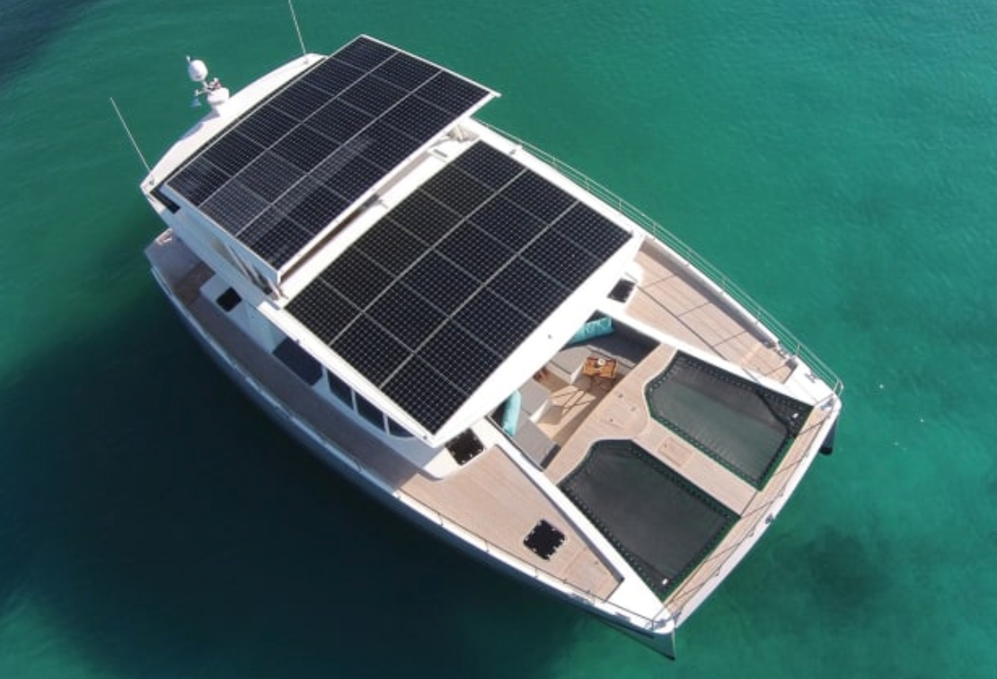 solar panels, catamaran, solar charging yacht