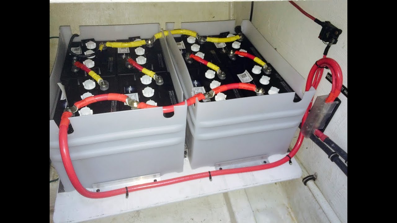 batteries installed in a yacht, properly vented batteries, batteries in series