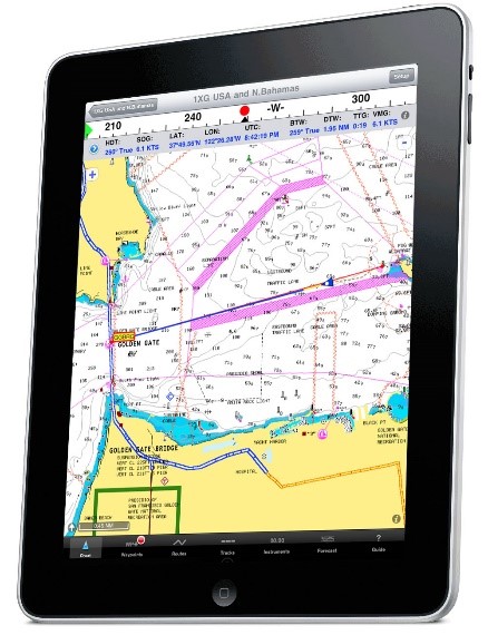 iPad, tablet for navigating a boat, navigation apps