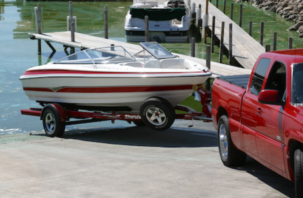 launching a boat, boat at ramp, boat on trailer
