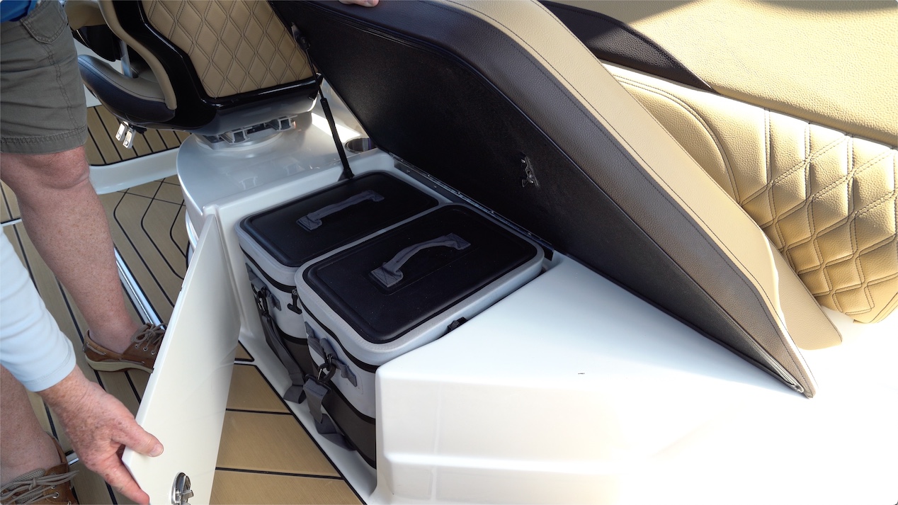 Cooler storage in the Sea Ray SLX 260