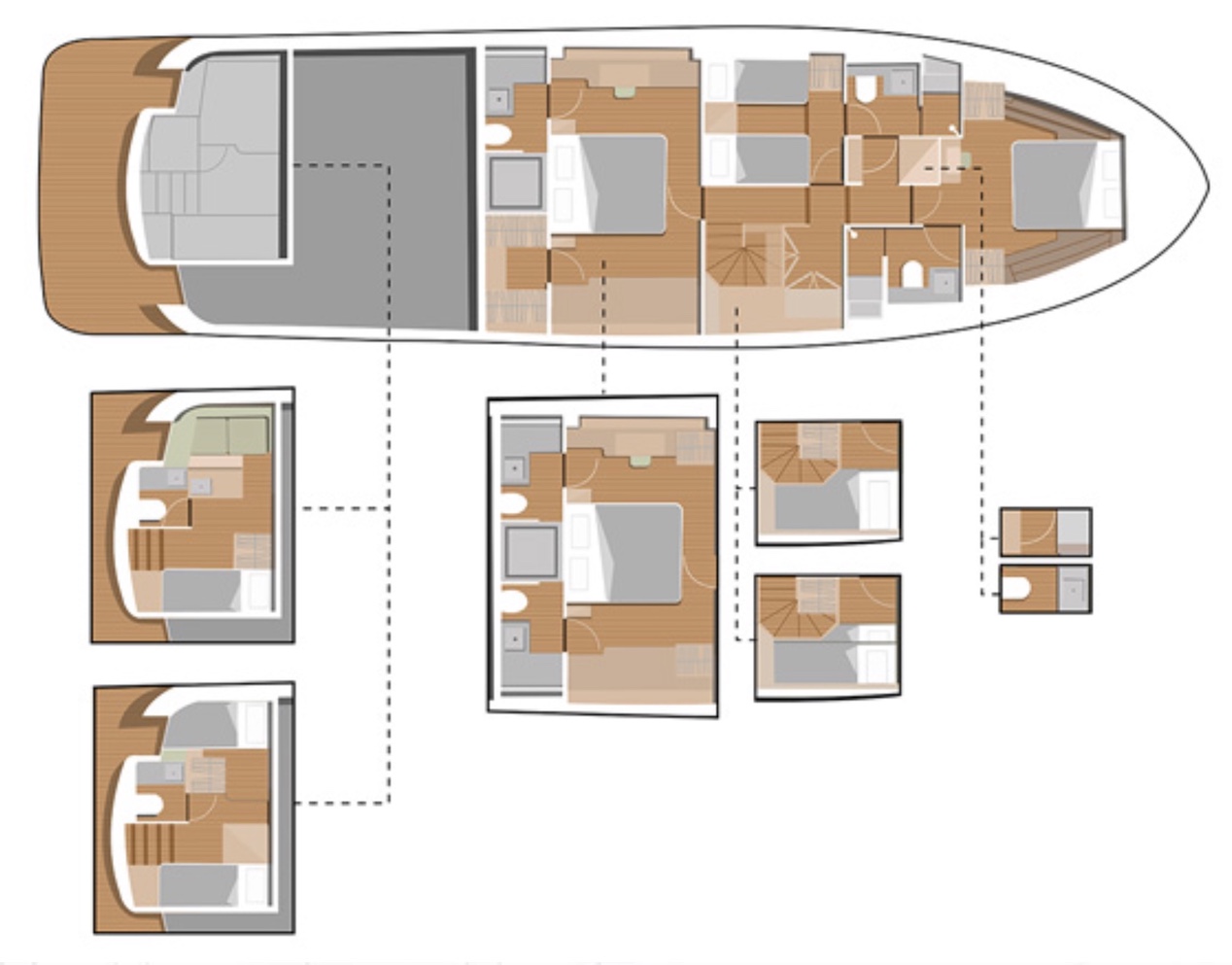 lower deck layout of the Sirena 68