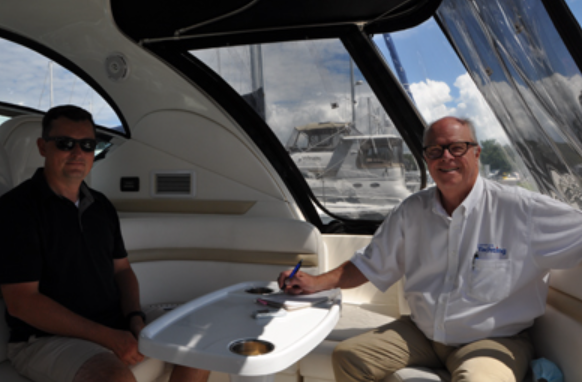 two guys on a boat, boat broker, buying a boat