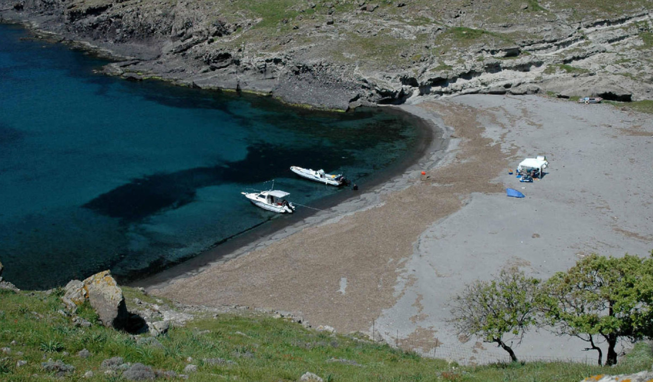 boats anchored in a cove, boats at anchor