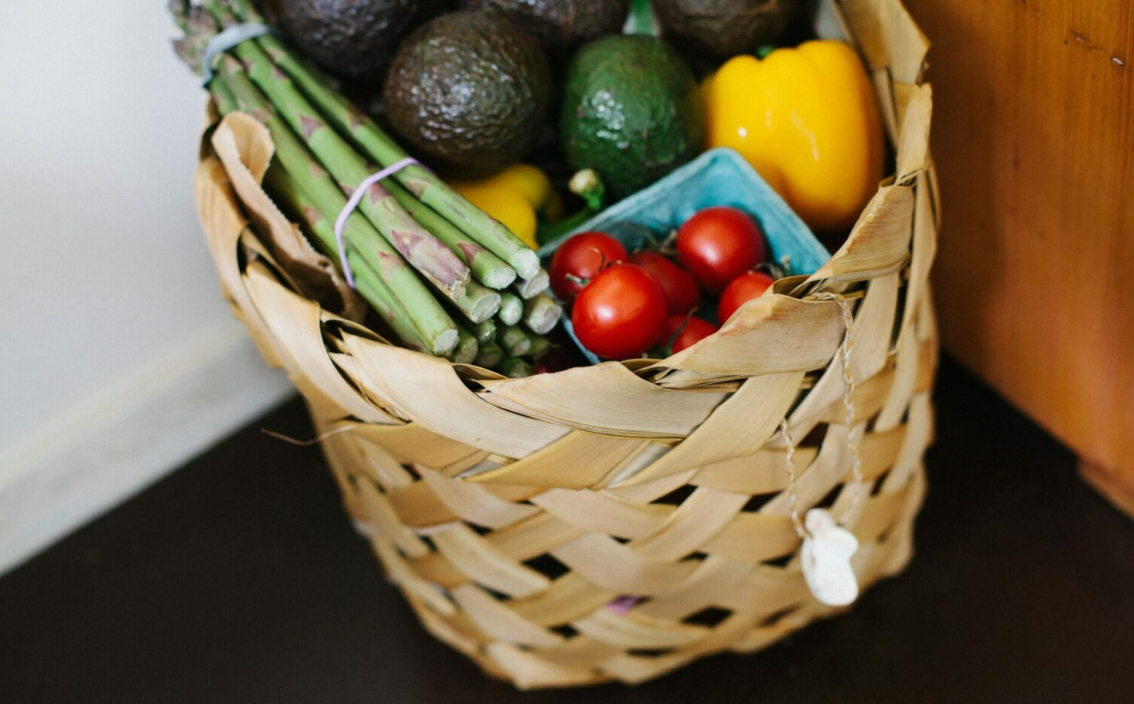 Basket of produce, fruits and vegetables