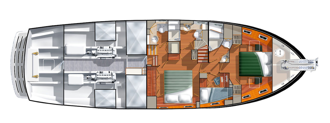 the lower deck layout of the Krogen 58