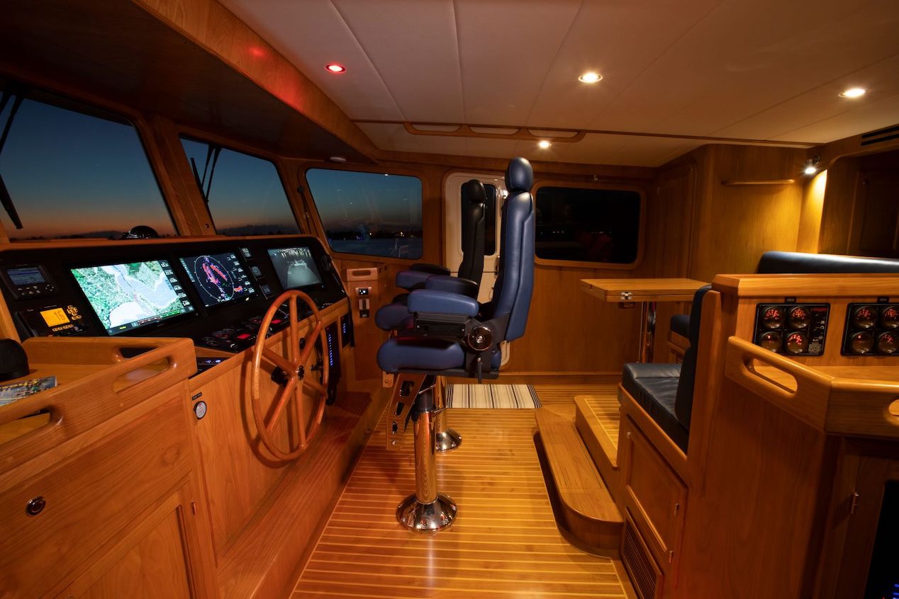 The pilothouse of the Krogen 58