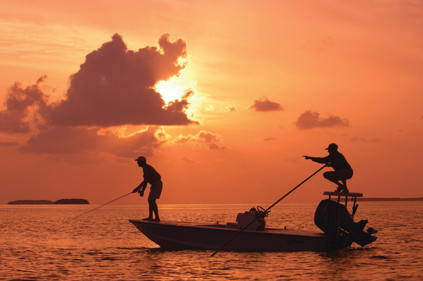 fishing at sunset, flats fishing at sunset