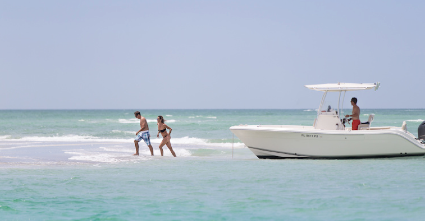 boaters on a beach, boaters at a sandbar