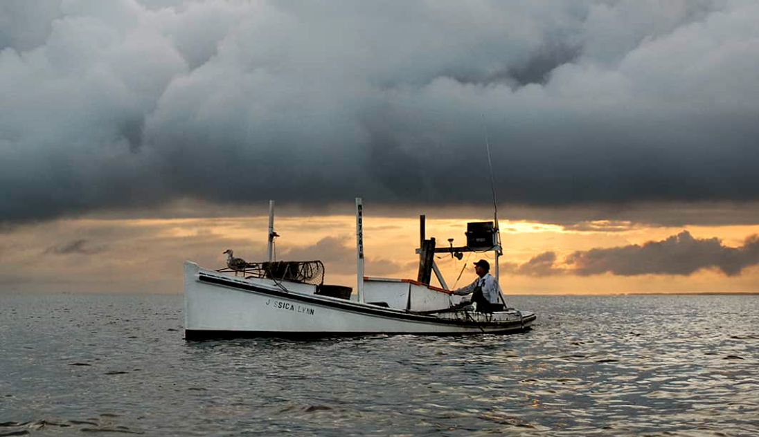 boat in a storm on Chesapeake Bay