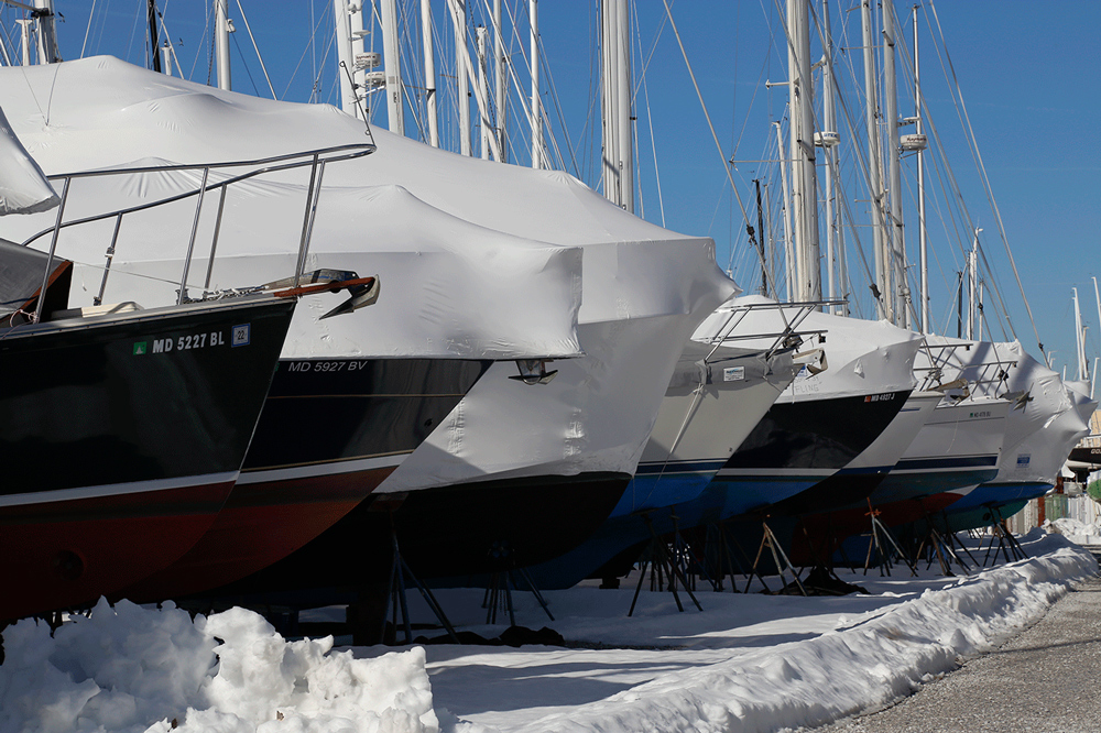 boats stored for winter, boats on the hard
