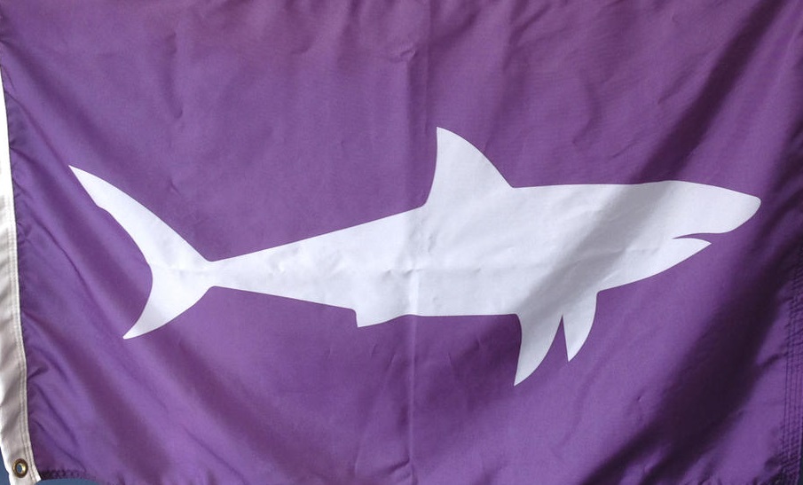 purple shark warning flag, shark warning flag