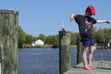 Girl on dock Chesapeake Bay
