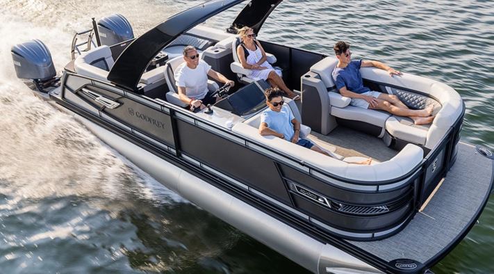 high-performance pontoons with twin outboards