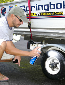 Cleaning the boat trailer