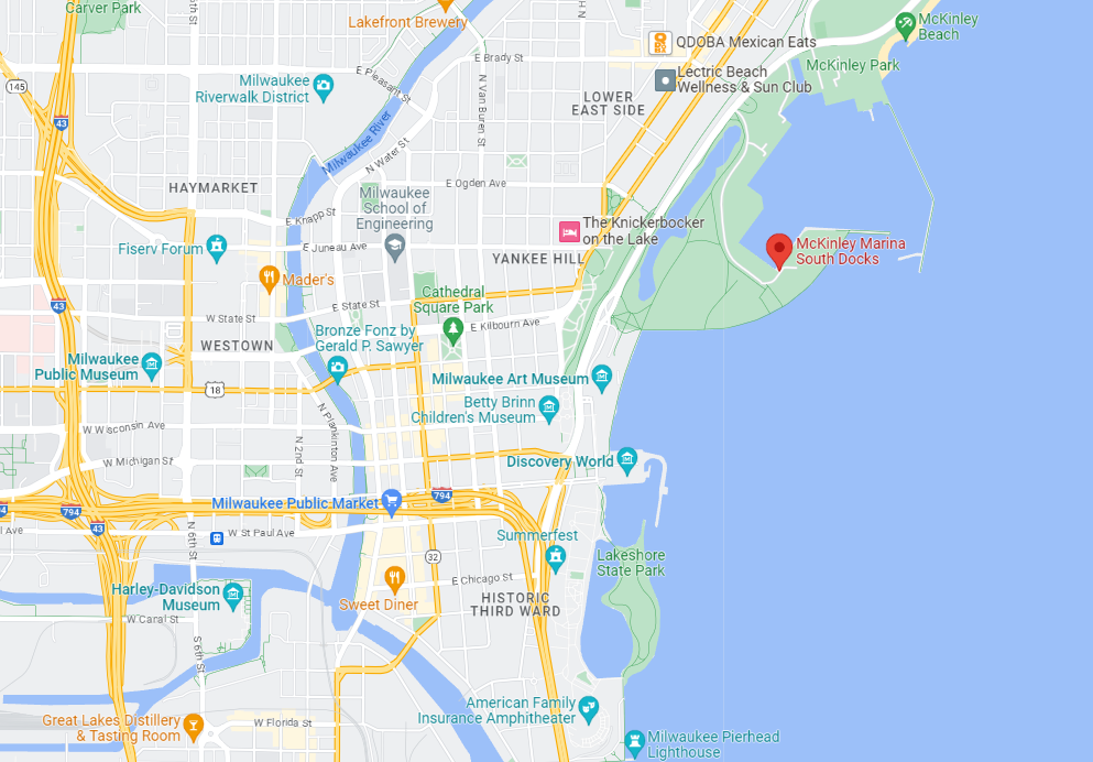 McKinley Marina in Milwaukee, map