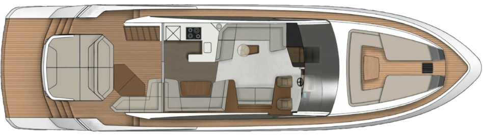 Fairline Phantom 65 galley and dining layout